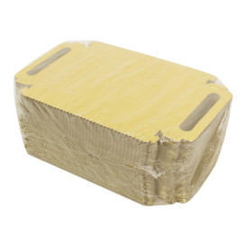 Bandeja Cartón Rectangular Oro Asas 12x19cm (1.000 Uds)