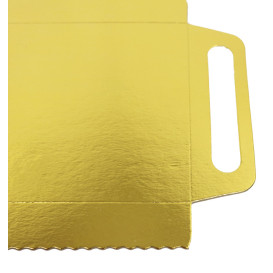 Bandeja Cartón Rectangular Oro Asas 30x12 cm (600 Uds)