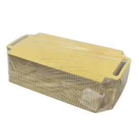 Bandeja Cartón Rectangular Oro Asas 30x12 cm (600 Uds)