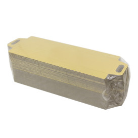 Bandeja Cartón Rectangular Oro Asas 32x7,5 cm (100 Uds)