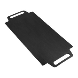 Bandeja Cartón Rectangular Negra Asas 30x12 cm (100 Uds)