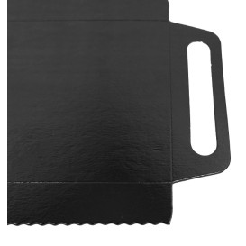 Bandeja Cartón Rectangular Negra Asas 30x12 cm (600 Uds)