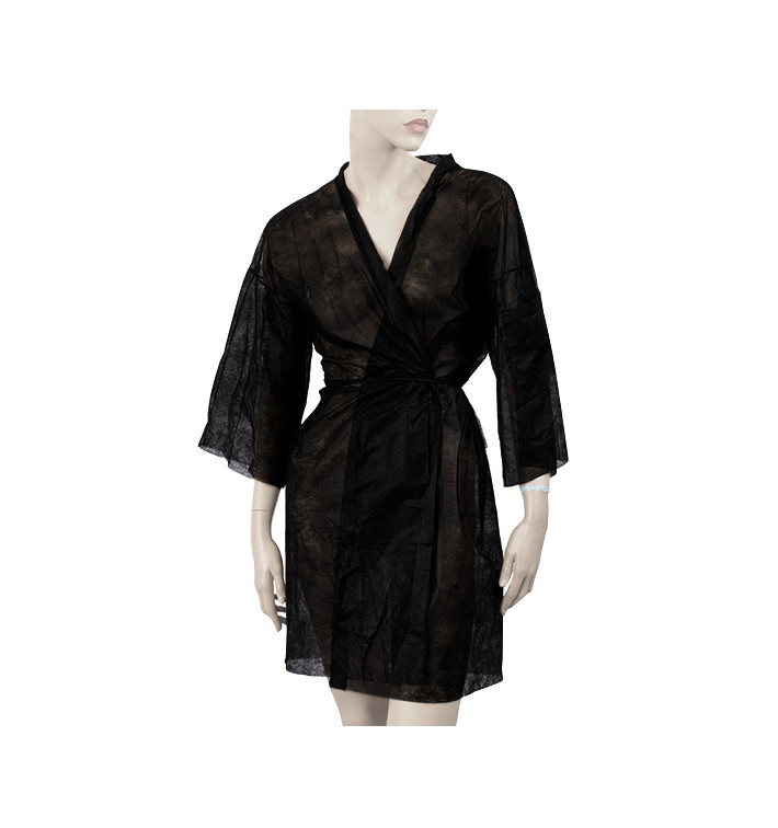 Bata Kimono en TST PP Con Cintas y Bolsillo Negro XL (100 Uds)