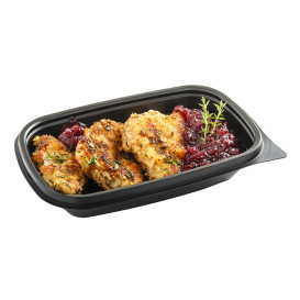 Envase Plástico PP Negro 375ml 20x13x4cm (50 Uds)