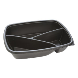 Envase de Plástico PP 3C Negro 900ml 23x17x5cm (300 Uds)