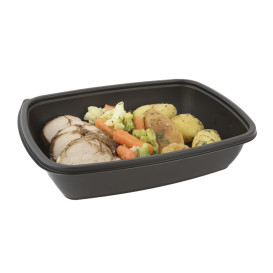 Envase Plástico PP Negro 900ml 23x16,5cm (300 Uds)