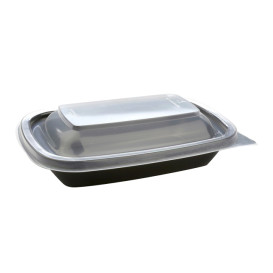 Tapa para Envase Rectangular Negro 20x13cm (50 Uds)