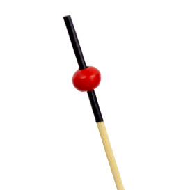 Pinchos de Bambú Decorados Rojo y Negro 7cm (100 Uds)