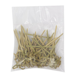 Pinchos de Bambú Decorados Lazo Verde Natural 7cm (50 Uds)