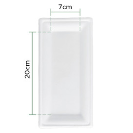 Bandeja Caña de Azúcar Bagazo Blanco 25,5x12,7 cm (50 Uds)