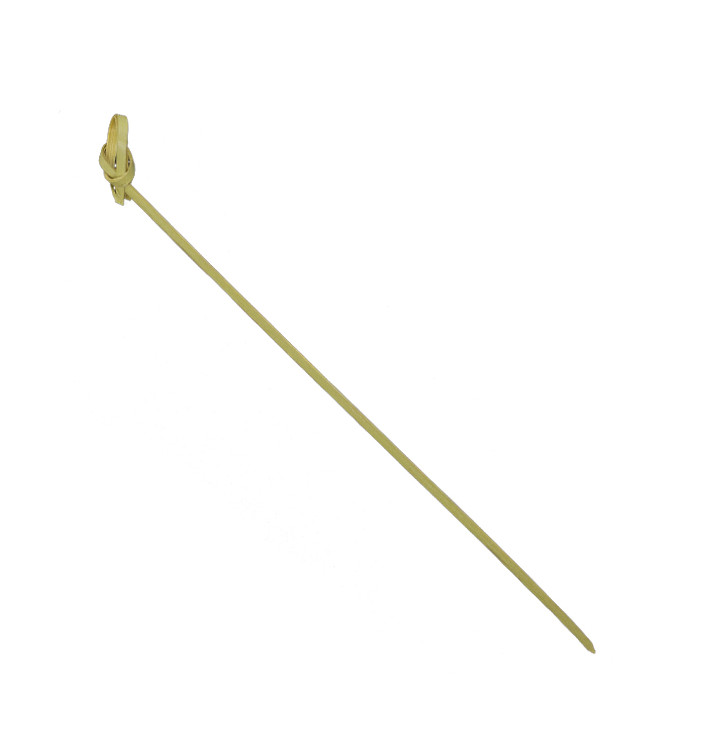 Pinchos de Bambú Decorados Lazo Verde Natural 18cm (250 Uds)