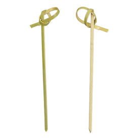 Pinchos de Bambú Decorados Lazo Verde Natural 10cm (250 Uds)