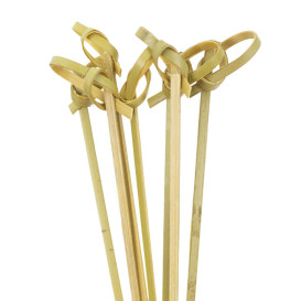 Pinchos de Bambú Decorados Lazo Verde Natural 18cm (250 Uds)