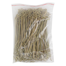 Pinchos de Bambú Decorados Lazo Verde Natural 18cm (250 Uds)