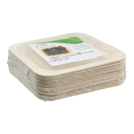 Plato de Madera Cuadrado 11,5x11,5cm (25 Uds)