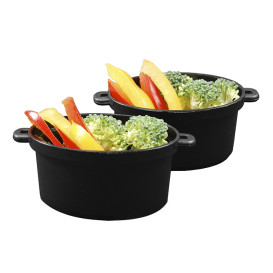 Cazuela Degustación Negro con Tapa 7,5x6,5cm 60ml (200 Uds)