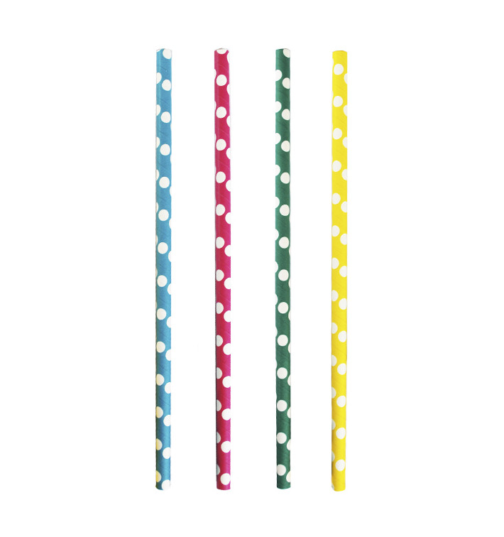 Pajita Recta Papel Surtido Granizado Ø8mm 24cm (3.000 Uds)