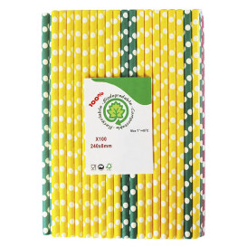 Pajita Recta Papel Surtido Granizado Ø8mm 24cm (3.000 Uds)