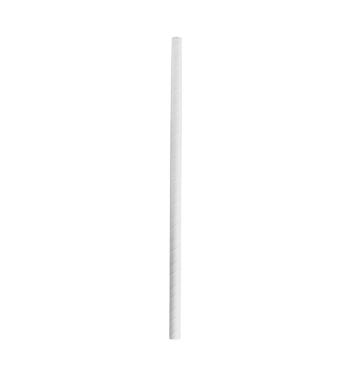 Pajita Recta de Papel Blanco Smoothie Ø8mm 24cm (3.000 Uds)