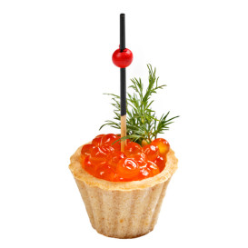 Pinchos de Bambú Decorados Rojo y Negro 7cm (1.200 Uds)