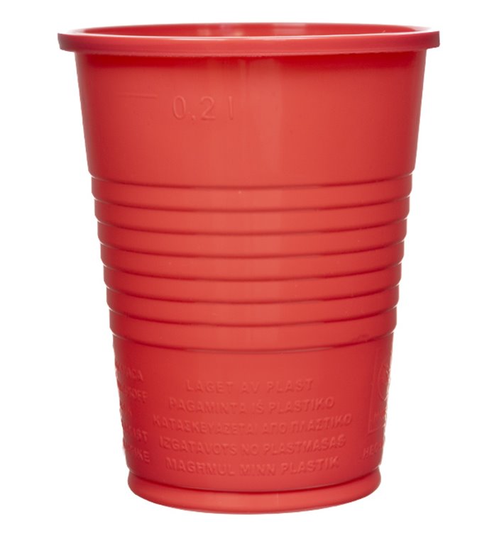 Vaso de Plástico PS Rojo 200ml Ø7cm (1.500 Uds)