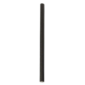 Pajita Recta de Papel Negra Ø8mm 14cm (100 Uds)