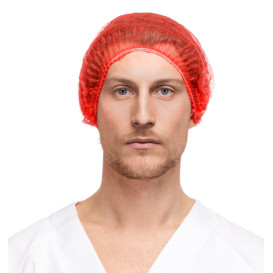 Gorros de Polipropileno Acordeón Rojo 2 gomas Ø53cm (1.000 Uds)