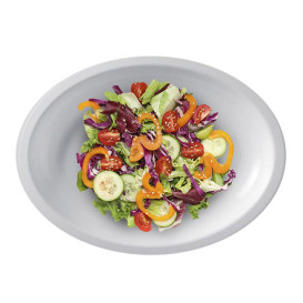 Bandeja Dura Reutilizable PP Ovalada "Round" Blanca  31,5x22cm (25 Uds)
