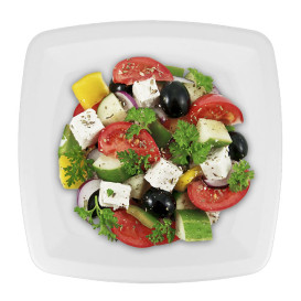Plato Cuadrado Caña de Azúcar Blanco 25cm (125 Uds)