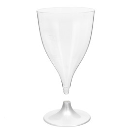 Copa Plástico Vino Pie Blanco 200ml 2P (20 Uds)