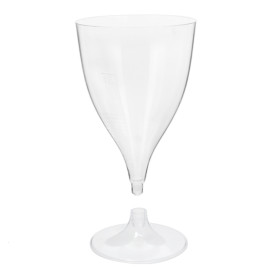 Copa de Plástico Reutilizable 2P Pie Transparente para Vino 200ml (20 Uds)