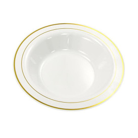 Plato Plastico Extra Rigido Hondo con Ribete Plata 23cm (20 Uds)