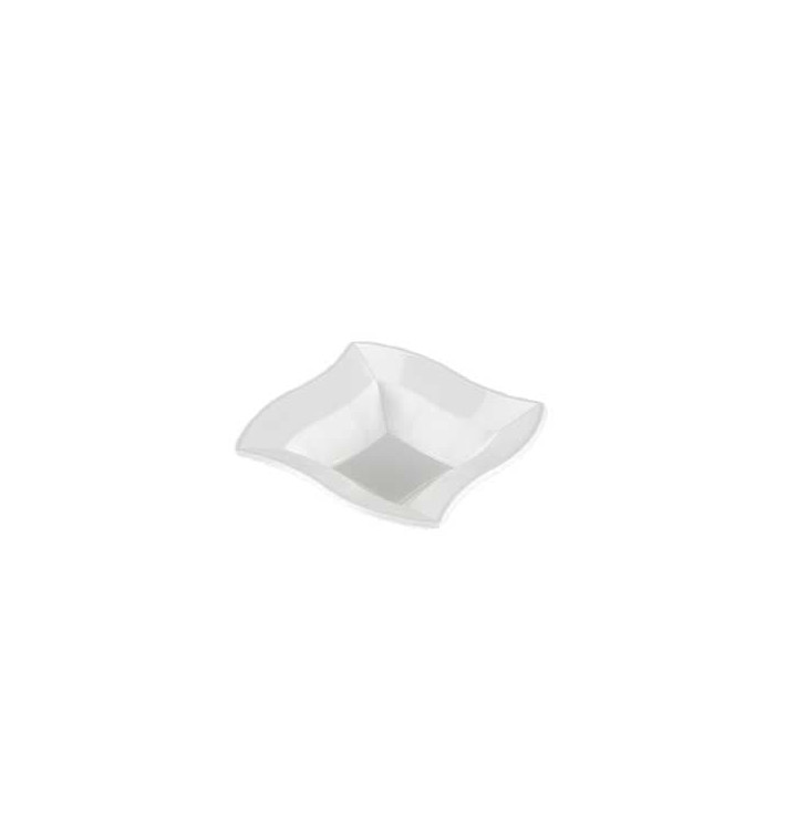Bol Cuadrado Ondas de Plastico Blanco 18 cm 
