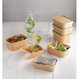 Envase Rectangular Kraft Microondable 1.000ml 17,2x12x7,5cm (50 Uds)