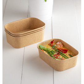 Envase Rectangular Kraft Microondable 650ml 17,2x12x5,1cm (50 Uds)