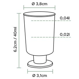 Copa de Plástico con Pie para Licor 40ml (20 Uds)