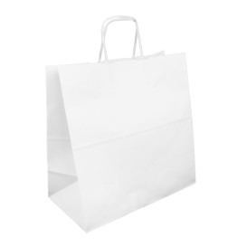 Bolsa de Papel con Asas Blanca 35+15x30cm (250 Uds)