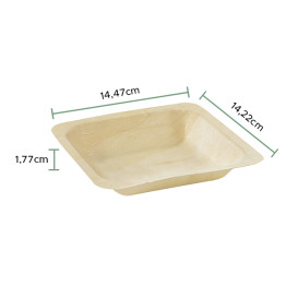 Plato de Madera Cuadrado 14,1x14,1x2,5cm (500 Uds)