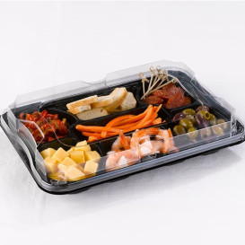 Bandeja Plastico Catering 7 C. con Tapa 35x24 cm (25 Uds)