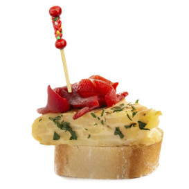 Pinchos de Bambú Decorados en Amarillo y Rojo 12cm (1.200 Uds)