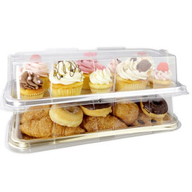Bandeja Plastico Catering Rectang. Plata 35X16 cm (50 Uds)