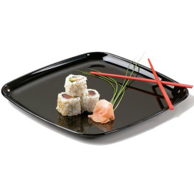 Bandeja Plastico Cuadrado Extra Rigido Negro 27x27cm (5 Uds)