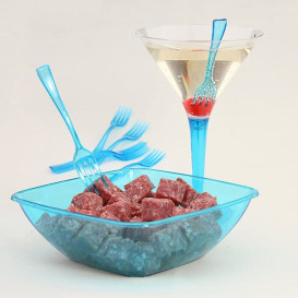 Copa de Plastico Cocktail Pie Turquesa 100 ml (6 Uds)