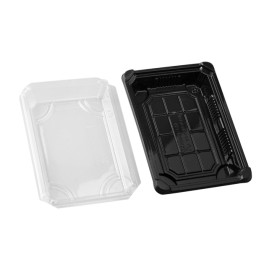 Envase con Tapa Sushi PLA Negro 13,0x18,0 cm (600 Uds)