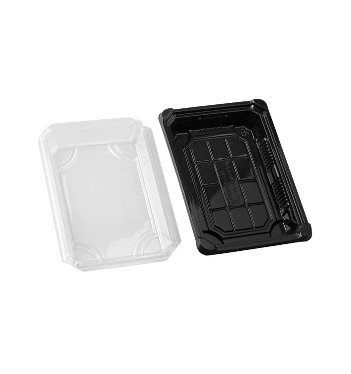 Envase con Tapa Sushi PLA Negro 13,0x18,0 cm (600 Uds)