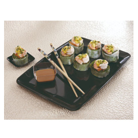 Bandeja Reutilizable PS Rectangular Dura Negro 20x28cm (100 Uds)