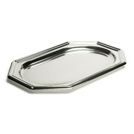 Bandeja Reutilizable rPET Octogonal Plata 27x19cm (5 Uds)