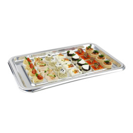 Bandeja Reutilizable rPET Rectangular Plata 46x30cm (50 Uds)