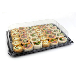 Bandeja Reutilizable rPET Negra con Tapa  35x24cm (5 Uds)