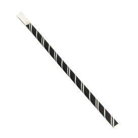 Pajita Cuchara Papel Negra Rayas Blancas Ø8mm 20cm (100 Uds)